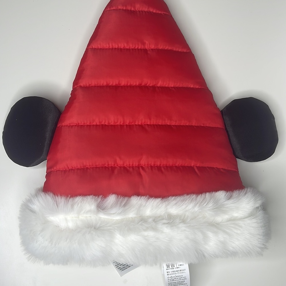 One Size Disney Parks Mickey Mouse Ears Quilted Santa Hat Christmas Holiday NEW! - Picture 3 of 13